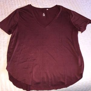 Wine red short sleeve flowy blouse